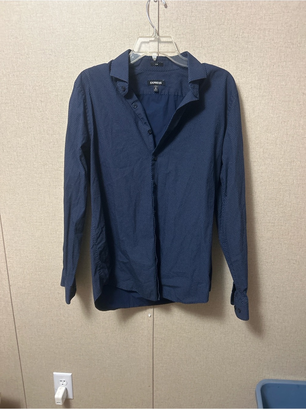 Express Navy Microdot Lightweight Shirt Jacket